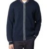 Baird Zip-Through Knit Bomber Jacket - Dark Navy