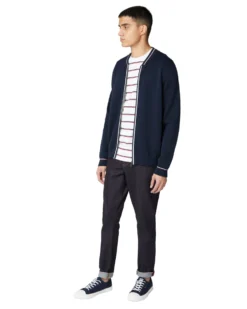 Baird Zip-Through Knit Bomber Jacket - Dark Navy