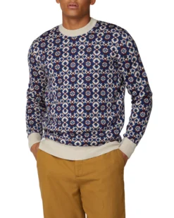 Baird B By Ben Sherman Fair Isle Crew Sweater - Ecru