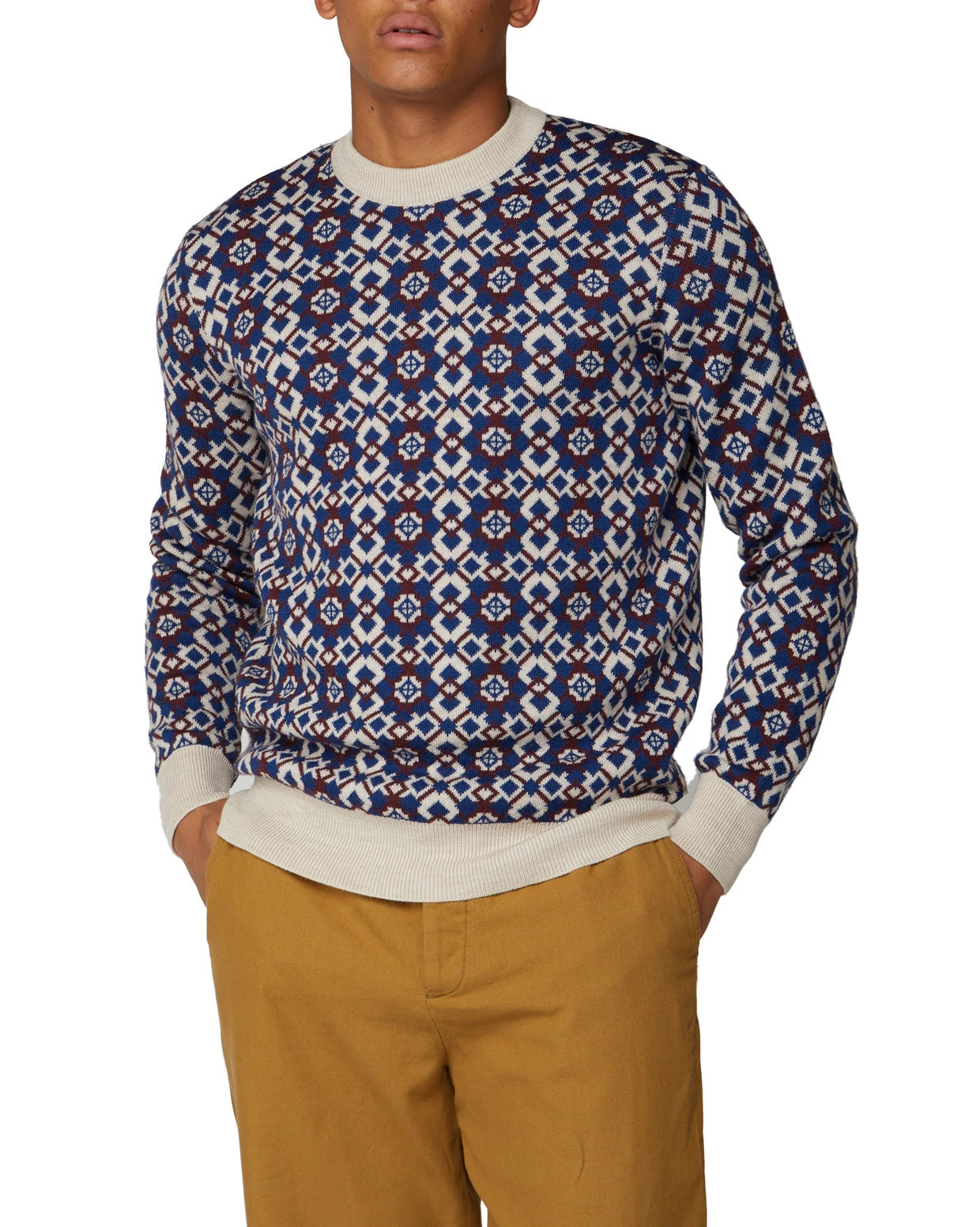 Baird B By Ben Sherman Fair Isle Crew Sweater - Ecru 3 Baird B By Ben Sherman Fair Isle Crew Sweater - Ecru