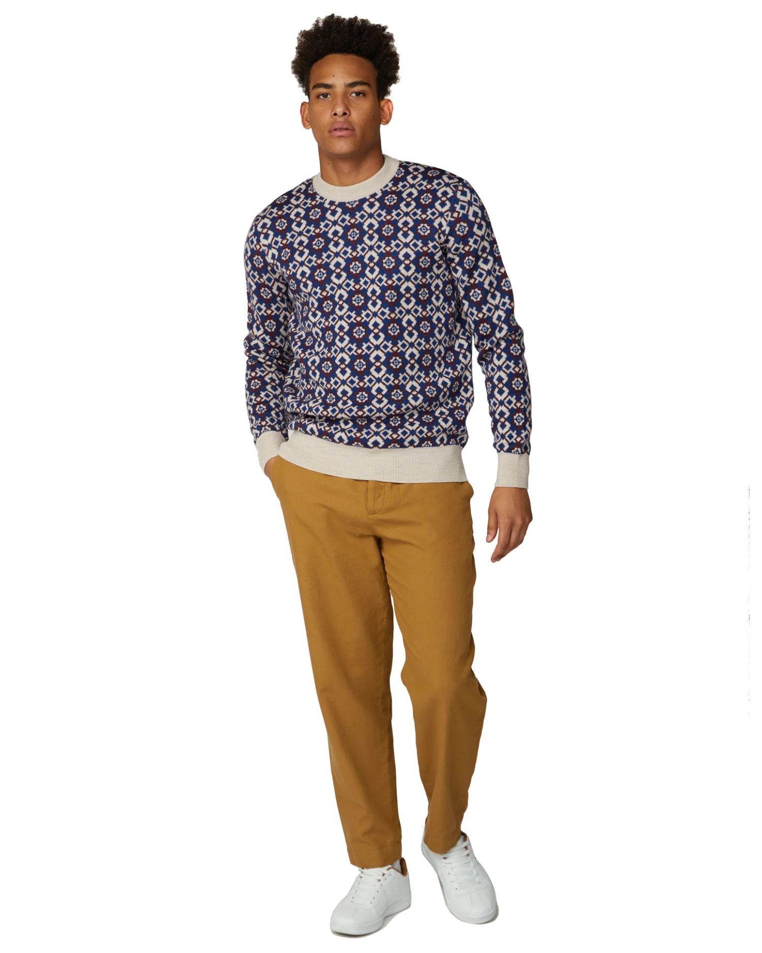 Baird B By Ben Sherman Fair Isle Crew Sweater - Ecru 6 Baird B By Ben Sherman Fair Isle Crew Sweater - Ecru