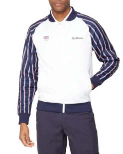 Baird Casual Jackets Team GB Men's Union Stripe Tricot Bomber - White