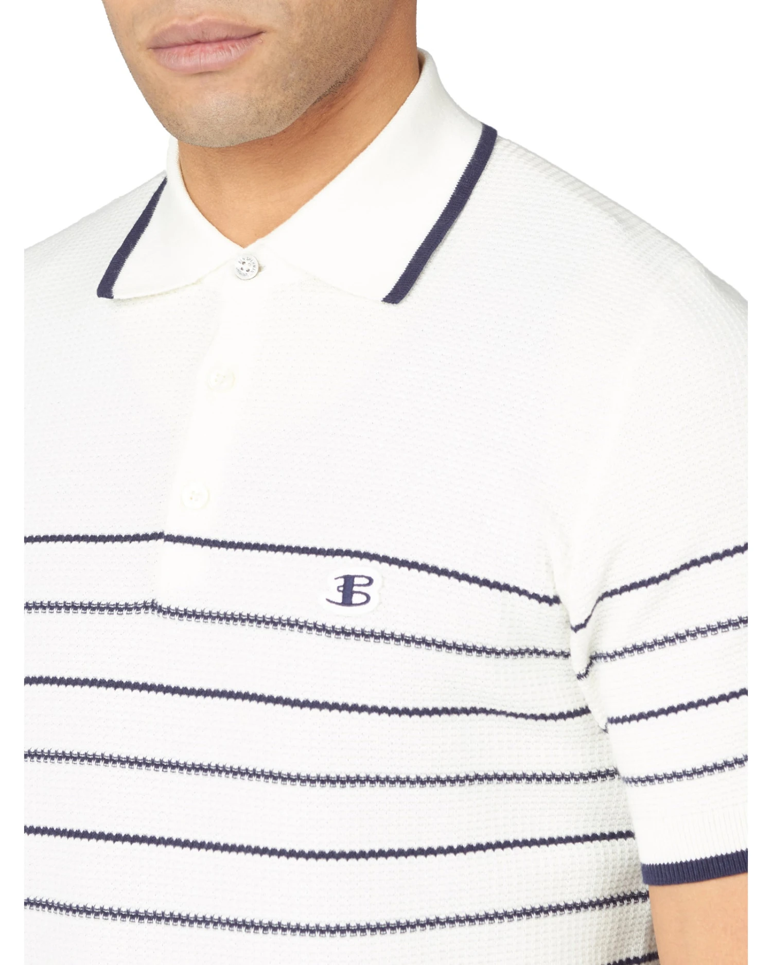 Baird B By Ben Sherman Shop B By Ben Sherman Textured Stripe Polo - Ivory 5 Baird B By Ben Sherman Shop B By Ben Sherman Textured Stripe Polo - Ivory