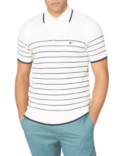 Baird B By Ben Sherman Shop B By Ben Sherman Textured Stripe Polo - Ivory