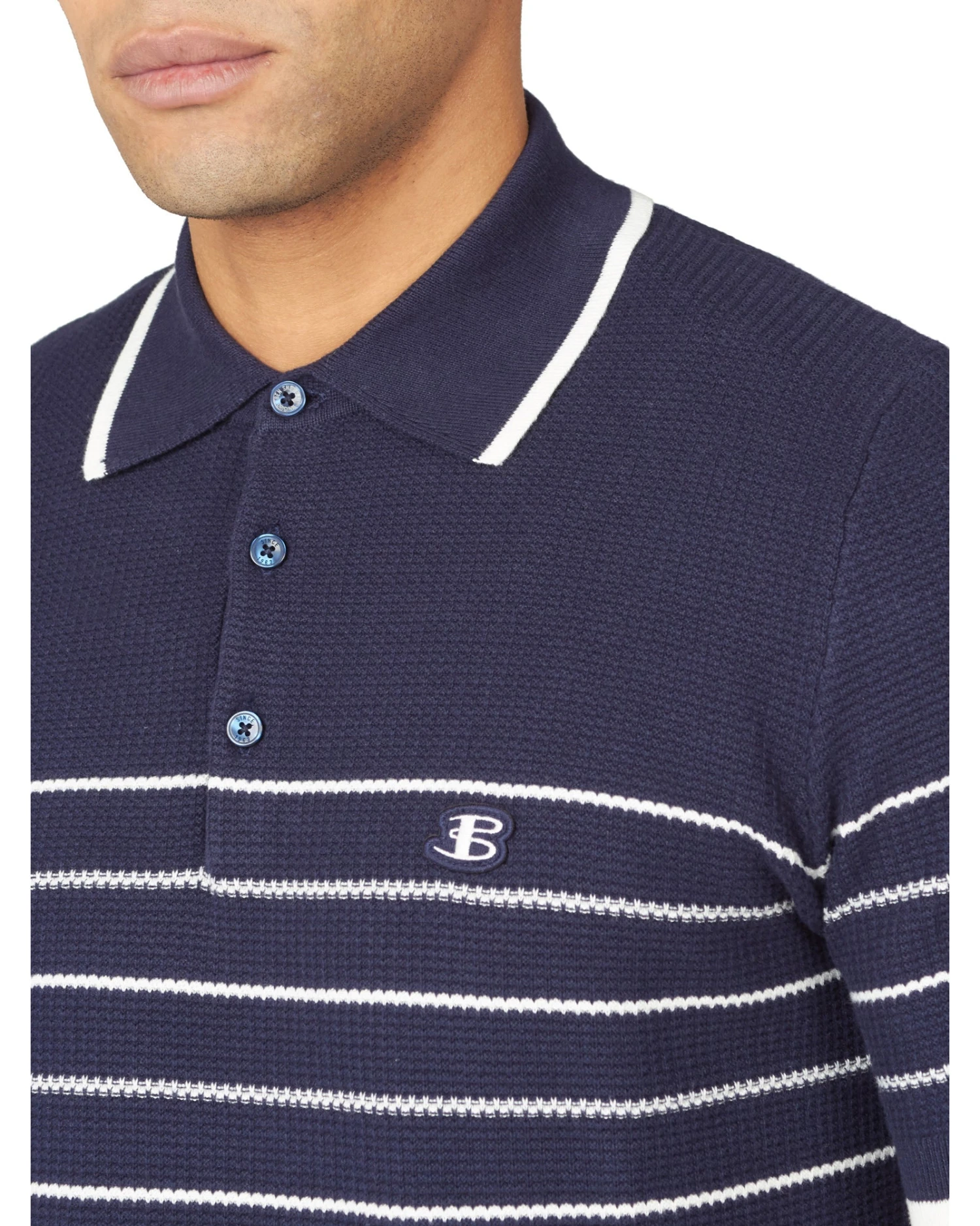 Baird B By Ben Sherman Textured Stripe Polo - Dark Navy B By Ben Sherman Shop 5 Baird B By Ben Sherman Textured Stripe Polo - Dark Navy B By Ben Sherman Shop