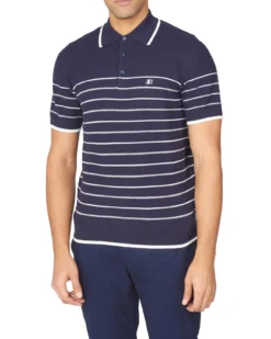 Baird B By Ben Sherman Textured Stripe Polo - Dark Navy B By Ben Sherman Shop