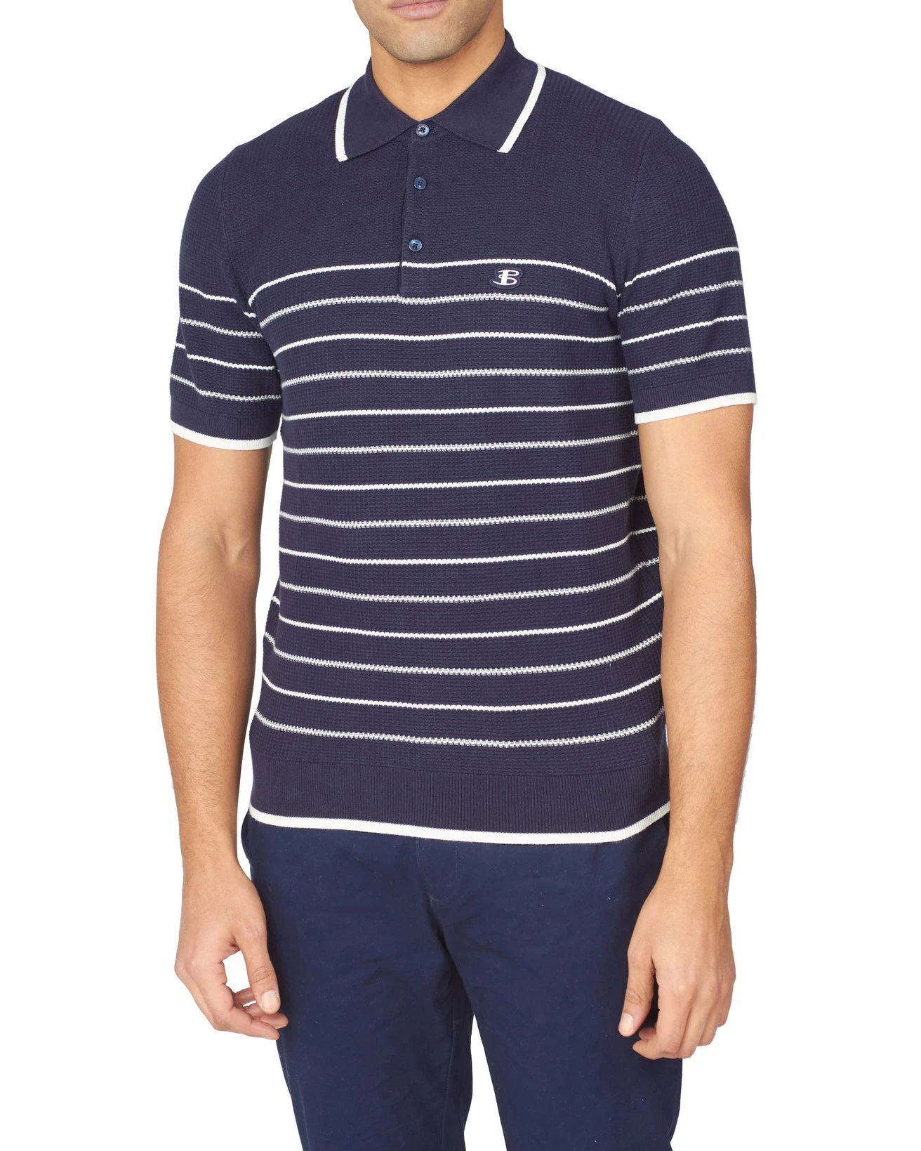 Baird B By Ben Sherman Textured Stripe Polo - Dark Navy B By Ben Sherman Shop 3 Baird B By Ben Sherman Textured Stripe Polo - Dark Navy B By Ben Sherman Shop