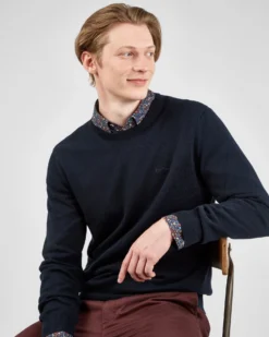 Baird Signature Knit Crewneck Sweater - Dark Navy