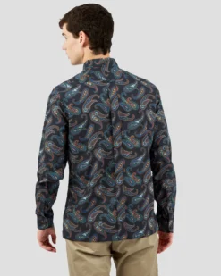 Baird Long-Sleeve Large Paisley-Print Shirt - Midnight