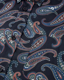 Baird Long-Sleeve Large Paisley-Print Shirt - Midnight