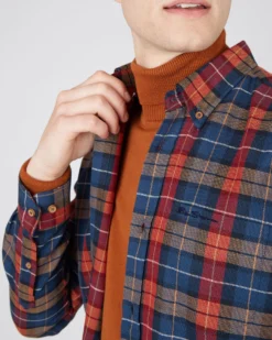 Baird Long-Sleeve Striped Check Shirt - Camel Long-Sleeve Shirts