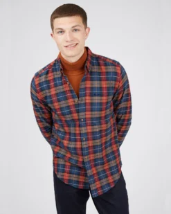 Baird Long-Sleeve Striped Check Shirt - Camel Long-Sleeve Shirts