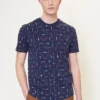 Baird Check-Print Cotton Pique Tee - Marine Loungewear
