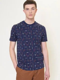 Baird Check-Print Cotton Pique Tee - Marine Loungewear