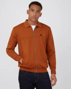 Baird B By Ben Sherman Polo-Collar Zip-Through Jacket - Caramel