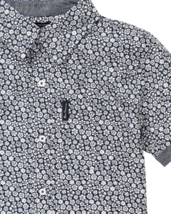 Babyfair Kids Shop Boys' Navy/White Short-Sleeve Button-Down Shirt (Sizes 4-7)