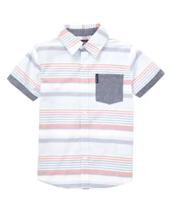 Babyfair Kids Shop Boys' Red/Blue/White Short-Sleeve Button-Down Shirt (Sizes 4-7)