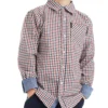 Babyfair Boys' Red/White/Blue Long-Sleeve Plaid Button-Down Shirt (Sizes 4-7) Kids Shop