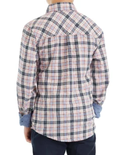 Babyfair Boys' White/Blue/Red Long-Sleeve Plaid Button-Down Shirt (Sizes 4-7)