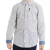Babyfair Boys' White/Black Long-Sleeve Dotted Print Button-Down Shirt (Sizes 4-7)