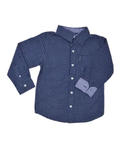 Babyfair Boys' Navy Small Paisley Print Button-Down Shirt (Sizes 4-7)