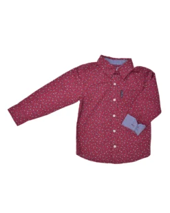 Babyfair Kids Shop Boys' Red Button-Down Shirt With Navy Dot Pattern (Sizes 4-7)
