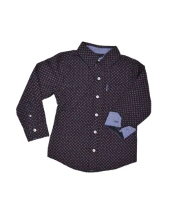 Babyfair Boys' Black With Red Printed Button-Down Shirt (Sizes 4-7) Kids Shop
