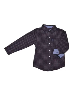 Babyfair Boys' Black With Red Printed Button-Down Shirt (Sizes 4-7) Kids Shop