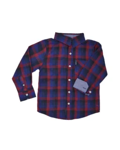 Babyfair Boys' Black/Blue/Red Plaid Button-Down Shirt (Sizes 4-7) Kids Shop