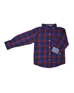 Babyfair Boys' Black/Blue/Red Plaid Button-Down Shirt (Sizes 4-7) Kids Shop