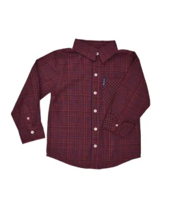 Babyfair Kids Shop Boys' Red & Black Plaid With Blue Yarn Dyed Shirt (Sizes 4-7)