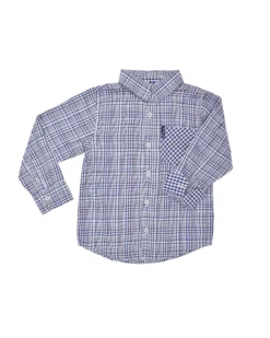 Babyfair Boys' Blue Plaid & Gingham Yarn Dyed Shirt (Sizes 4-7)