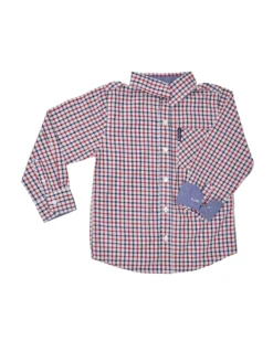 Babyfair Boys' Red & Blue Gingham Plaid Yarn Dyed Shirt (Sizes 8-18) Kids Shop
