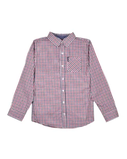 Babyfair Boys' Red & Blue Gingham Plaid Yarn Dyed Shirt (Sizes 8-18) Kids Shop