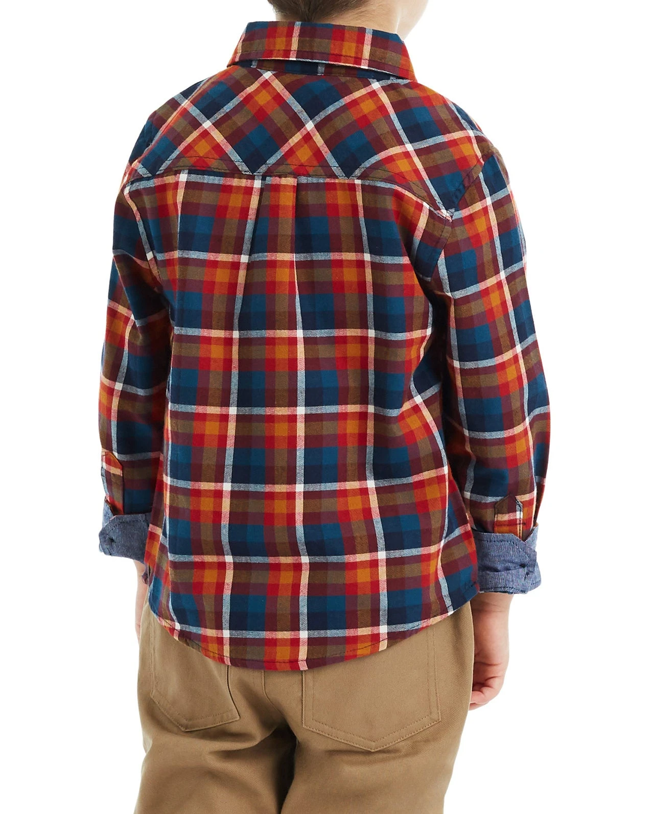 Babyfair Boys' Orange/Blue Long-Sleeve Plaid Button-Down Shirt (Sizes 8-18) 4 Babyfair Boys' Orange/Blue Long-Sleeve Plaid Button-Down Shirt (Sizes 8-18)