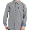 Babyfair Kids Shop Boys' Navy/White Long-Sleeve Triangle Print Button-Down Shirt (Sizes 8-18)
