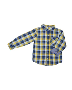 Babyfair Boys' Blue/Yellow Plaid Gingham Button-Down Shirt (Sizes 8-18) Kids Shop