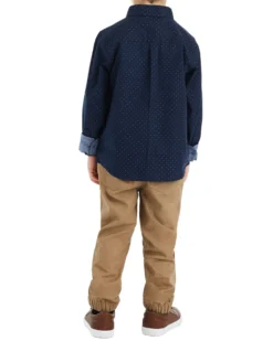 Babyfair Kids Shop Boys' Navy Long-Sleeve Button-Down Shirt & Pant Set (Sizes 2T-4T)