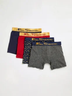 One Step Up Men's 4-Pack Microfiber Boxer Briefs - Navy/Red/Grey