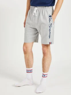 One Step Up Casual Knit Logo Shorts - Grey
