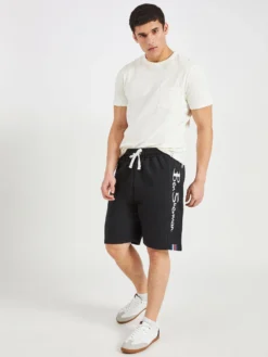 One Step Up Casual Knit Logo Shorts - Black