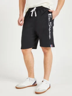 One Step Up Casual Knit Logo Shorts - Black
