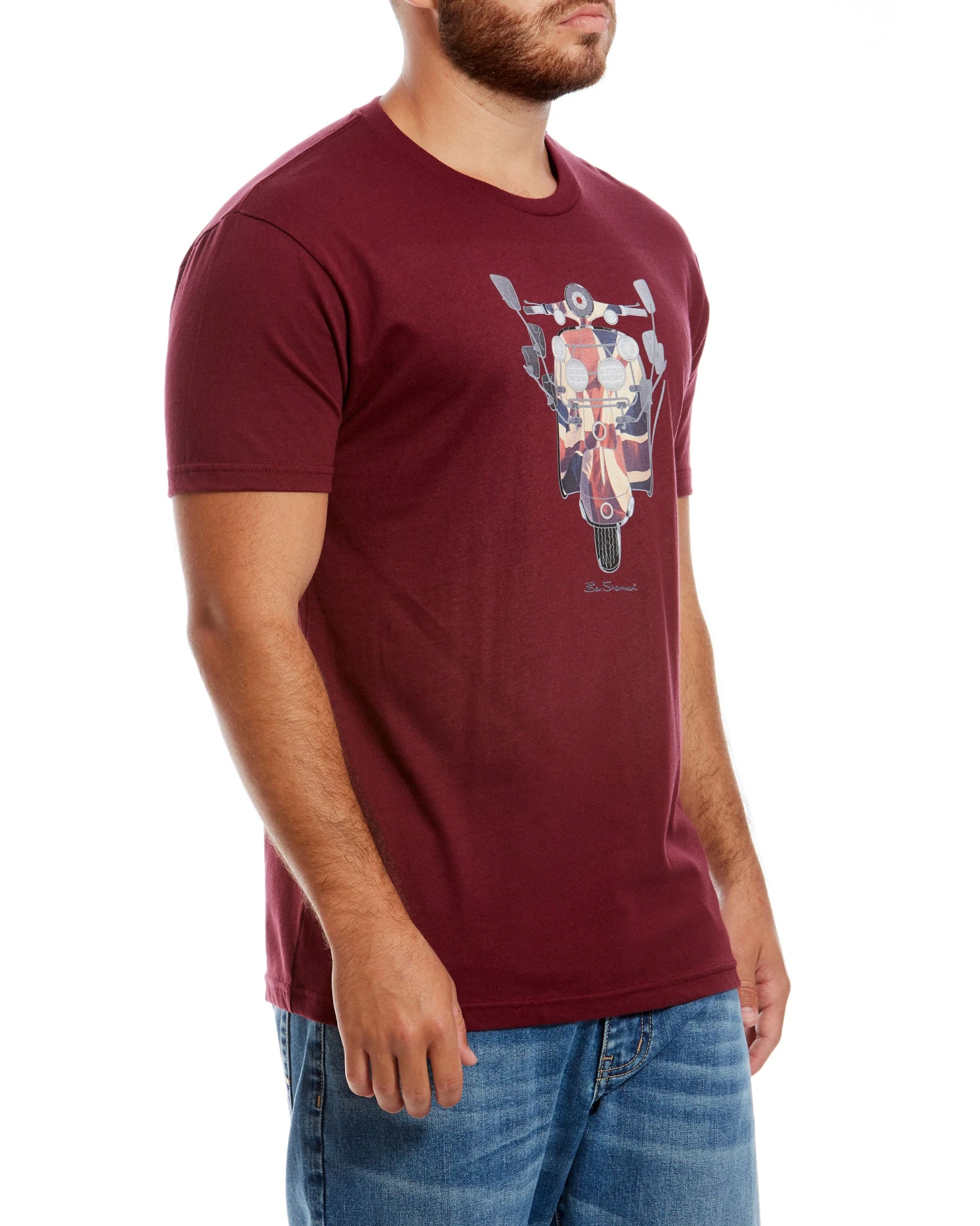 Zuma Scooter Flag Graphic Tee - Maroon Loungewear 4 Zuma Scooter Flag Graphic Tee - Maroon Loungewear