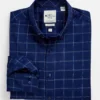 LF Long-Sleeve Shirts Dobby Windowpane Skinny Fit Dress Shirt - Navy