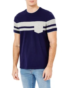 Oved Loungewear Supima Color-Block Pocket T-Shirt - Maritime Blue