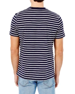 Oved Towling Stripe Crew T-Shirt - Maritime Blue