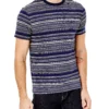 Oved Loungewear Reverse-Print Stripe Crew T-Shirt - Maritime Blue