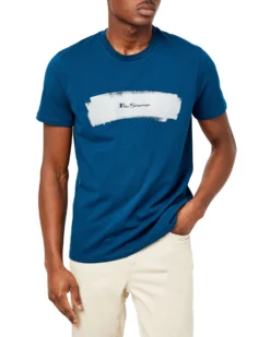 Oved Painted-Stripe Graphic Tee - Gibraltar Sea