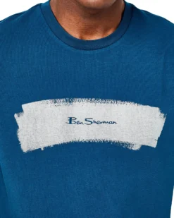 Oved Painted-Stripe Graphic Tee - Gibraltar Sea