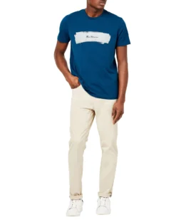 Oved Painted-Stripe Graphic Tee - Gibraltar Sea